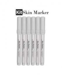 Kit 6 Canetas para Marcação de Pele - Branco - Skin Marker