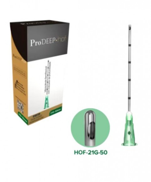ProDeep HOF 21G-50mm Microcânula Semiflexível - Caixa com 12 unidades