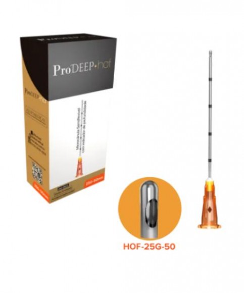 ProDeep HOF 25G-50mm Microcânula Semiflexível - Caixa com 12 unidades