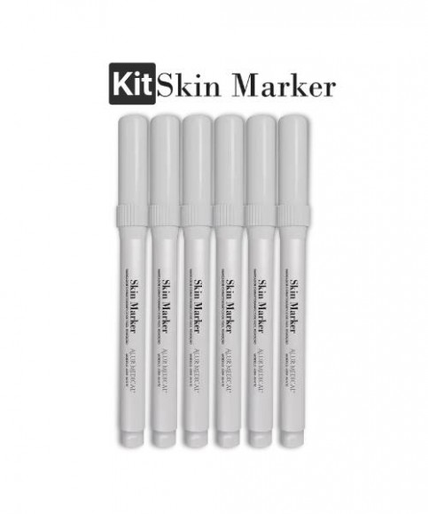 Kit 6 Canetas para Marcação de Pele - Branco - Skin Marker